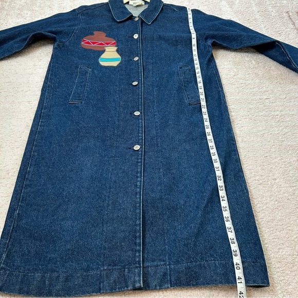 Vintage Lou Sehestedt Long Denim Southwest Mexico Jacket Size Medium Art to Wear - Picture 10 of 16
